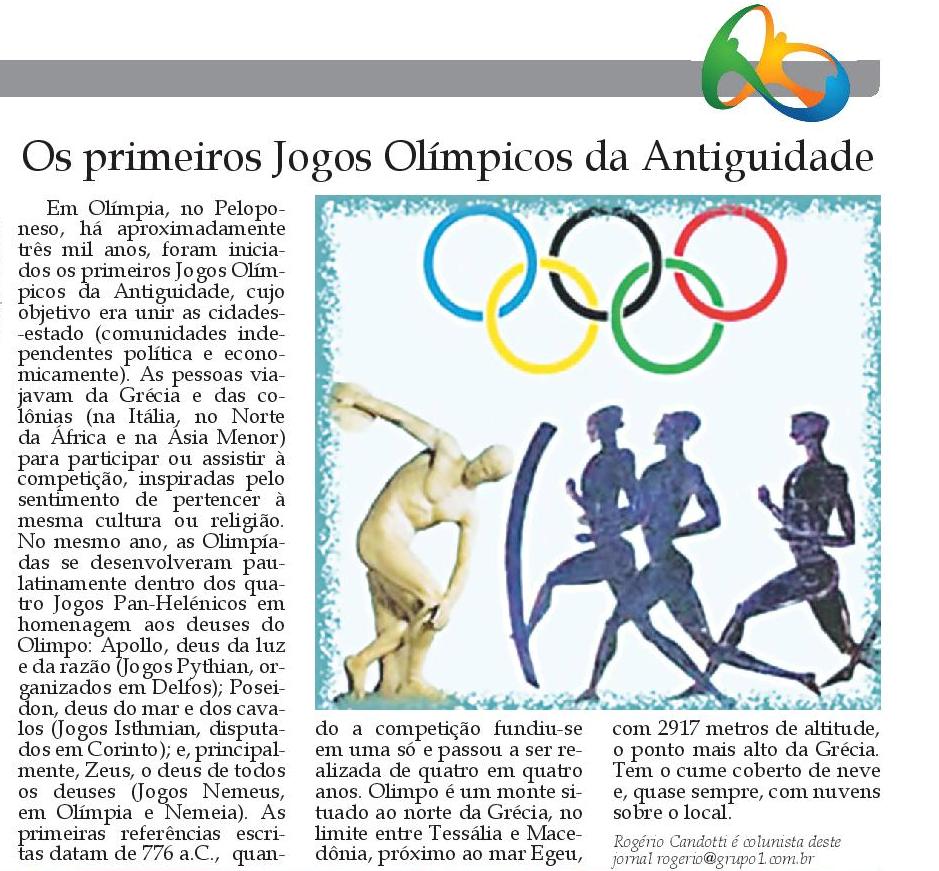Os Primeiros Jogos Olímpicos da Antiguidade (2016) – Blog do Rogerinho